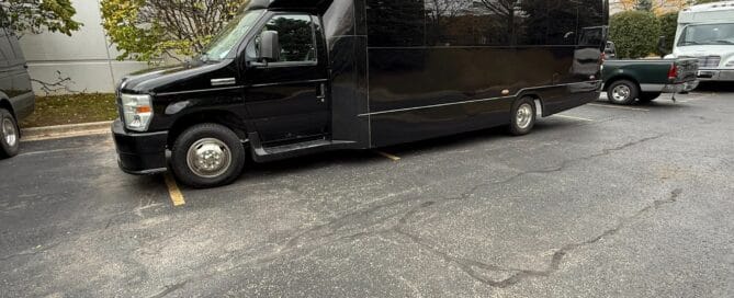 Black Rock Limo party bus parked in Willowbrook, Illinois